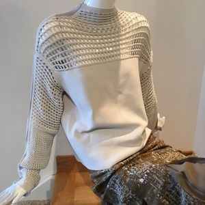 Helmut Lang Size L Large ( 12 14 ) gray mesh sweater DESIGNER MINT! Stunning!